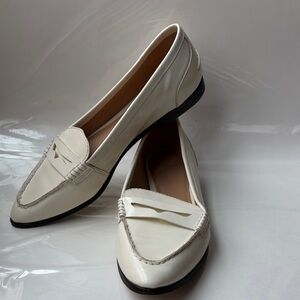 J CREW Classic White Winona Italian Leather Penny Loafers